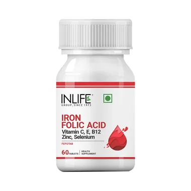 Inlife Iron Folic Acid With Vitamin C, E, B12, Zinc & Selenium To ...